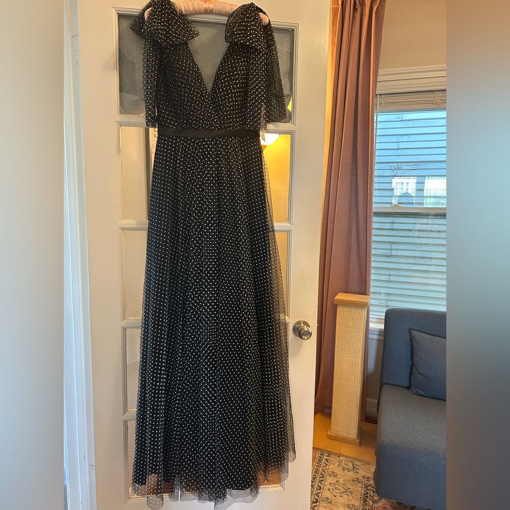 Basix Black Label Black and White Polka Dot Gown